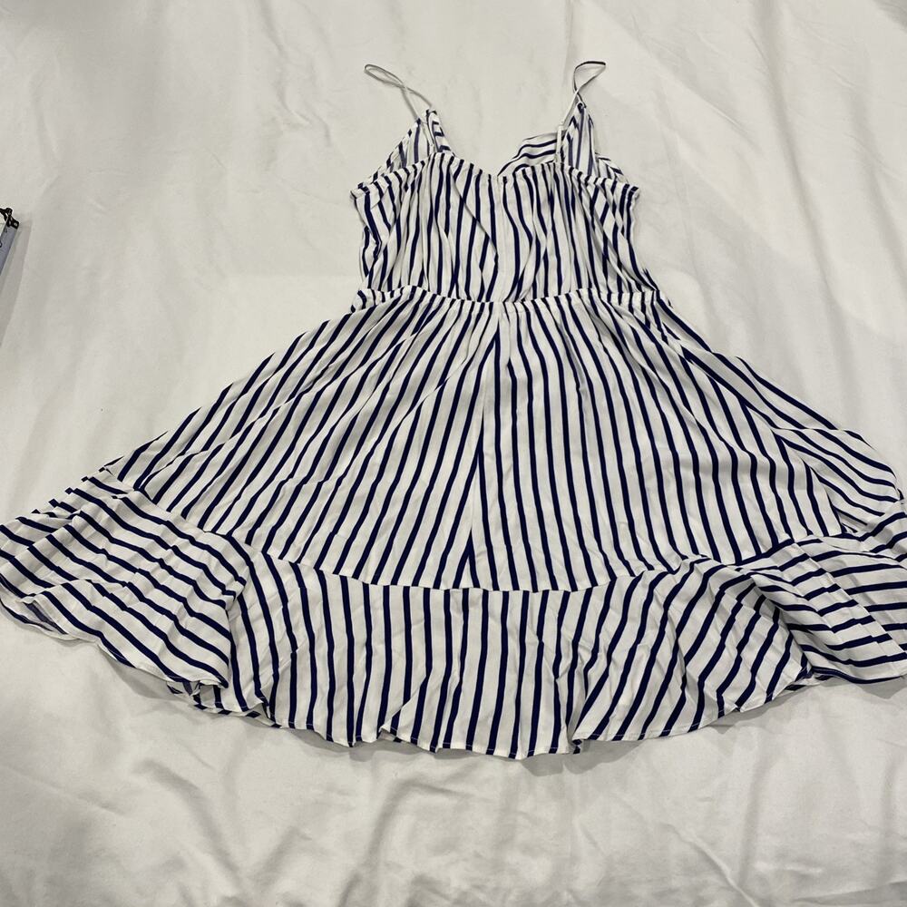 Express Dress Womens Medium Sundress Mini Sleeveless Blue White Striped - Picture 2 of 4